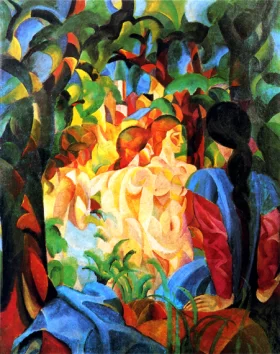 Bathing Girls With The Town In The Background), 1913 by August Macke