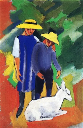 Children With Goat by August Macke