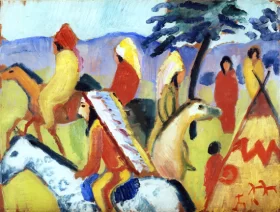 Riding Indians At The Tent by August Macke