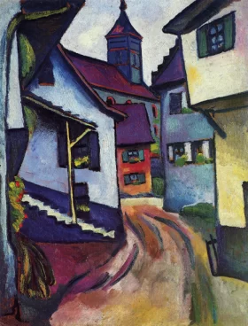Street With Church In Kandern by August Macke