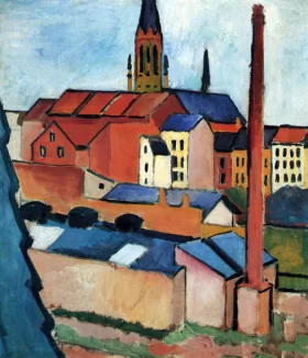 St. Mary's With Houses And Chimney (Bonn) by August Macke