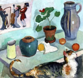 Still Life With A Cat 1910 by August Macke