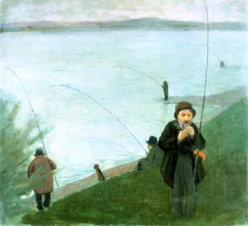 Anglers On The Rhine by August Macke