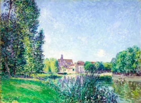 The Loing River and the Church at Moret-sur-Loing by Alfred Sisley