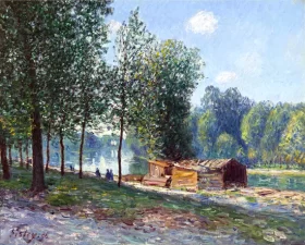 Cabanes au Bord Du Loing, Effet Du Matin by Alfred Sisley