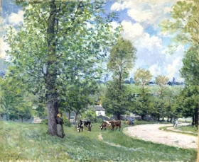 Cows in Pasture, Louveciennes by Alfred Sisley