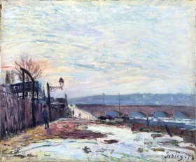 The Quay of the Seine during snow Season 1879 by Alfred Sisley
