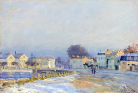 The Watering Pond at Marly with Hoar frost by Alfred Sisley