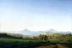 Bohemian Landscape with Mount Milleschauer by Caspar David Friedrich