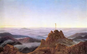 The cross on top of the rocks by Caspar David Friedrich