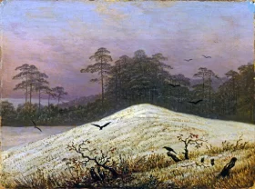Snow Covered Hill with Ravens by Caspar David Friedrich