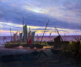 Boats in the Harbour at Evening 1828 by Caspar David Friedrich