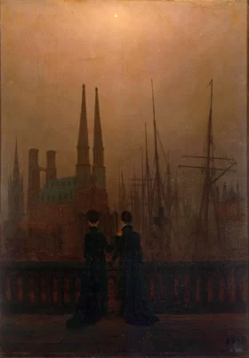 Night in a Harbour (Sisters) by Caspar David Friedrich