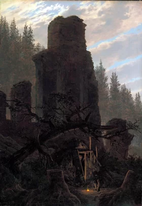 Ruins at dusk (Church ruin in the forest) 1831 by Caspar David Friedrich