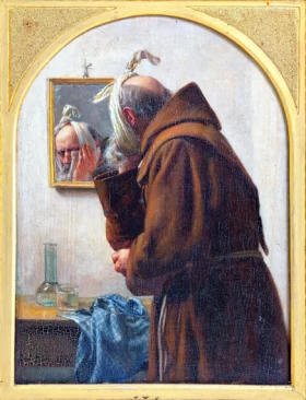 A Monk Examines Himself In A Mirror by Carl Heinrich Bloch