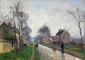 Route de Versailles, Louveciennes, Rain Effect 1870 by Camille Pissarro
