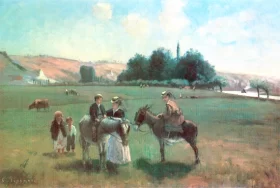 Promenade en ânes à La Roche-Guyon 1865 by Camille Pissarro