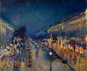 Boulevard Montmartre at Night 1897 by Camille Pissarro