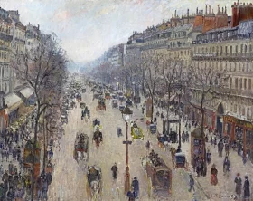 Boulevard Montmartre, morning, cloudy weather 1897 by Camille Pissarro