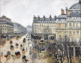 Place du Théâtre Français, Paris- Rain 1898 by Camille Pissarro