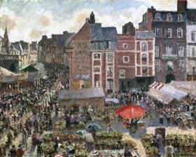 Fair on a Sunny Afternoon, Dieppe by Camille Pissarro