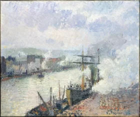 Steamboats in the Port of Rouen 1896 by Camille Pissarro