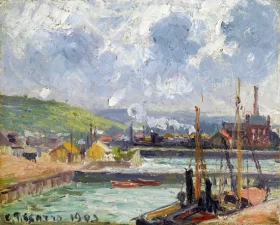 Darse de Pêche et Bassin Duquesne, Dieppe, Temps Gris Lumineux 1902 by Camille Pissarro