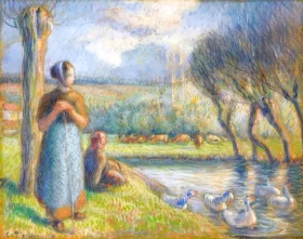 Gardeuse D'oies au Bord de L'epte 1889 by Camille Pissarro
