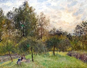 Apple and poplar trees at sunset 1901 by Camille Pissarro