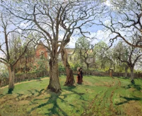 Chestnut Trees at Louveciennes, Spring 1870 by Camille Pissarro
