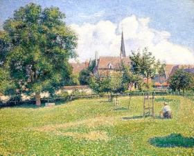 The House of the Deaf Woman and the Belfry at Eragny 1886 by Camille Pissarro