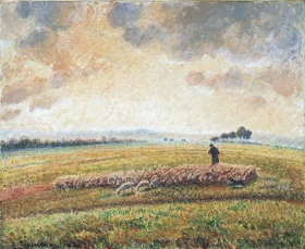 Landscape with Flock of Sheep by Camille Pissarro