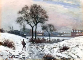 Chasseur enHiver, Paysage à Norwood 1870 by Camille Pissarro