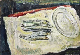 Nature morte aux harengs avec plat ovale 1917 by Chaïm Soutine