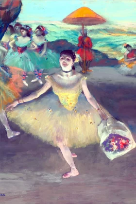 Dancer with a Bouquet Curtseying on Stage 1878 by Edgar Degas