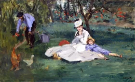 The Monet Family in Their Garden at Argenteuil 1874 by Edouard Manet