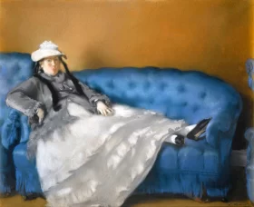 Portrait of Madame Edouard Manet on a blue sofa 1874 by Edouard Manet