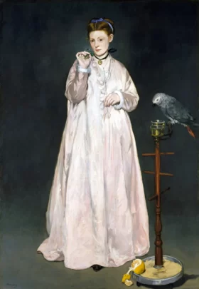 Young Lady with a parrot 1866 by Edouard Manet