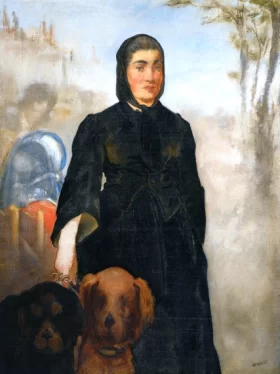 Woman with dogs 1862 by Edouard Manet