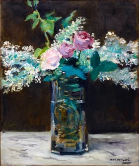 Vase of White Lilacs and Roses 1883 by Edouard Manet