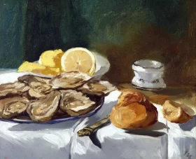 Oysters, lemon, brioche 1876 by Edouard Manet