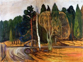 Spring Landscape With Snow Plough by Edvard Munch