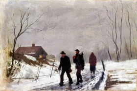 People On The Road In Wet Snow by Edvard Munch