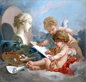 Cupids, Allegory of Painting by Francois Boucher