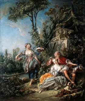 Lovers in a park 1758 by Francois Boucher