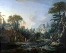Landscape with a Water Mill 1740 by Francois Boucher