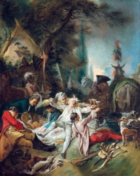 Rest from the hunt by Francois Boucher