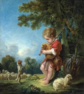 Shepherd Boy Playing Bagpipes 1754 by Francois Boucher