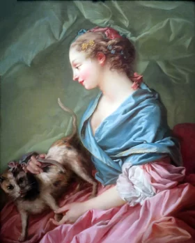 Woman with a Cat by Francois Boucher