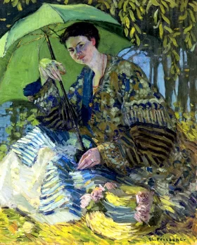 Lady With A Parasol by Frederick Carl Frieseke